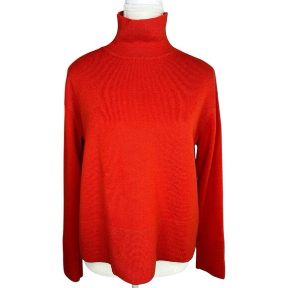 Everlane‎ Women's Poppy Red High Neck Long Sleeve Cashmere Sweater S/C42.3 - Picture 1 of 14